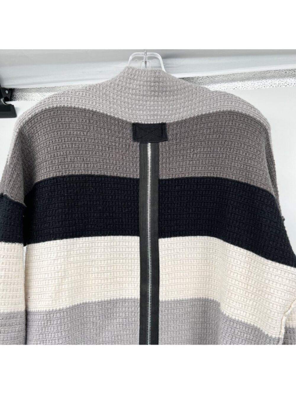 Altar'd State Womens Knit Striped Sweater Mock Neck Zipper Back Gray/Multi XS - Picture 6 of 8